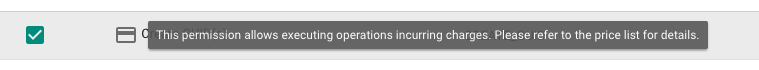 api key permissions billable warning