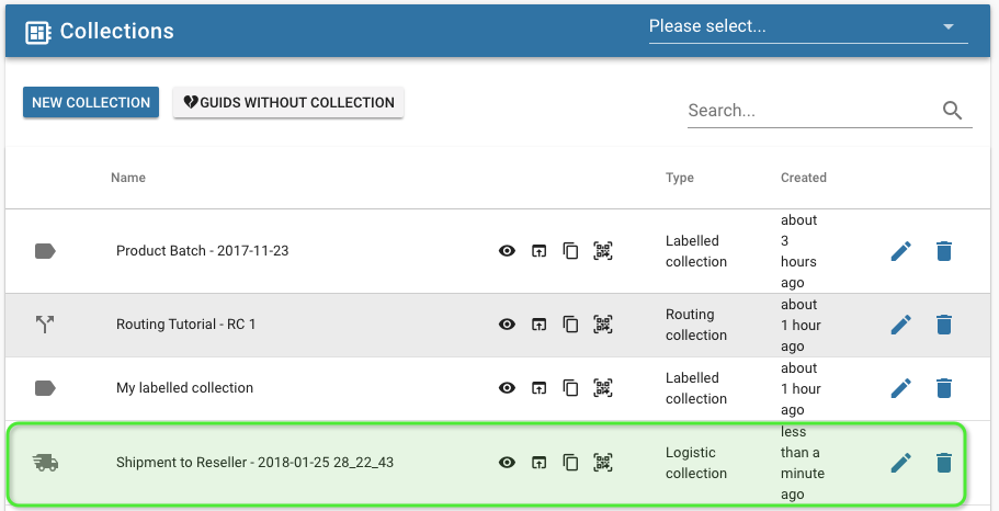 created logistic collection